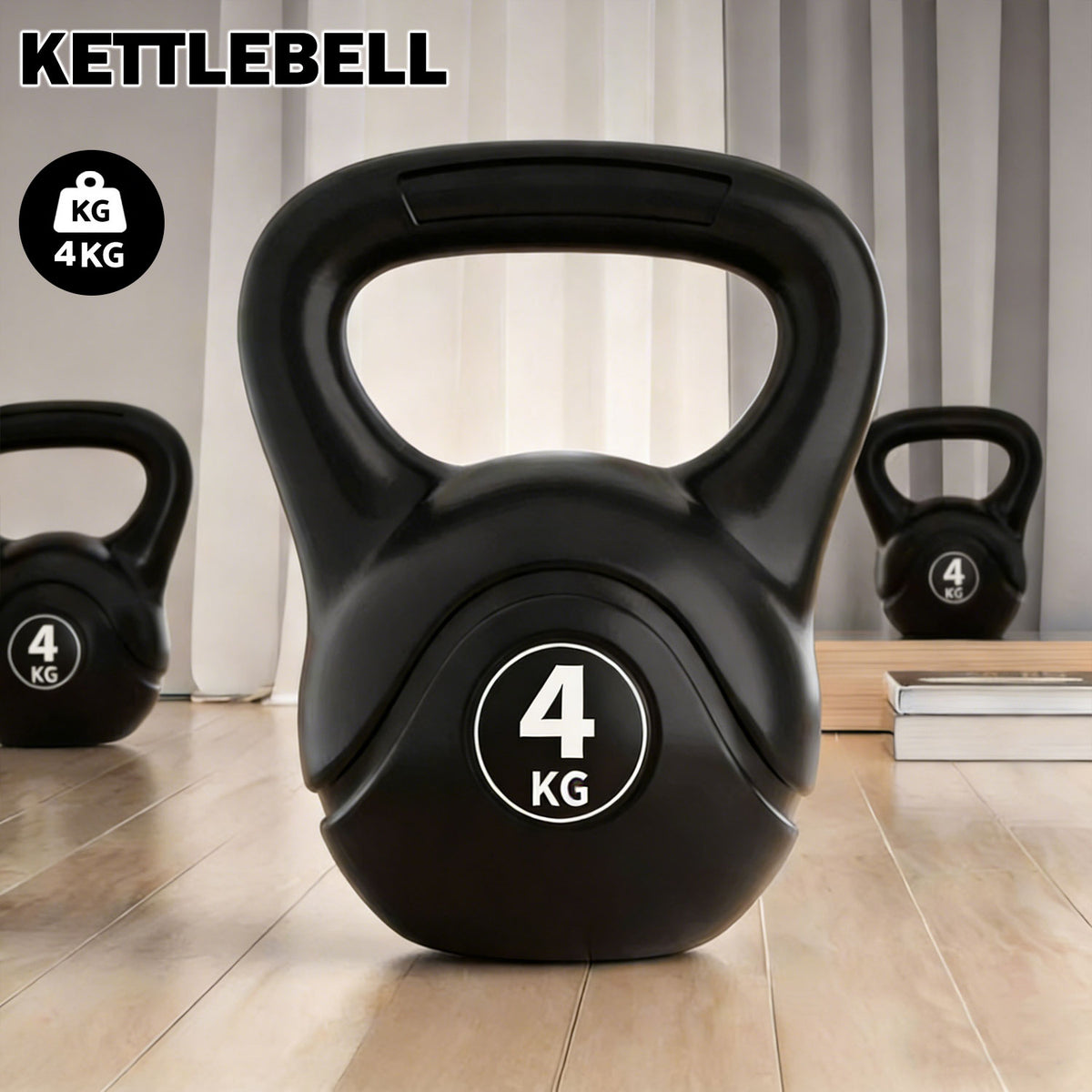 4KG Kettlebell Set Weight Lifting Bench Dumbbells Kettle Bell Kettlebells Gym Home