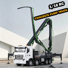 HUINA 1/18  RC Alloy Cement Pump Truck Engineering  Vehicle Sound Light Kids Toy Green