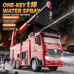 Huina 1/18 9CH Remote Control Fire Engine Truck Water Spray RC Car Kid Rescue