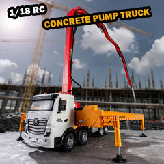 HUINA 1/18  RC Alloy Cement Pump Truck Engineering  Vehicle Sound Light Kids Toy