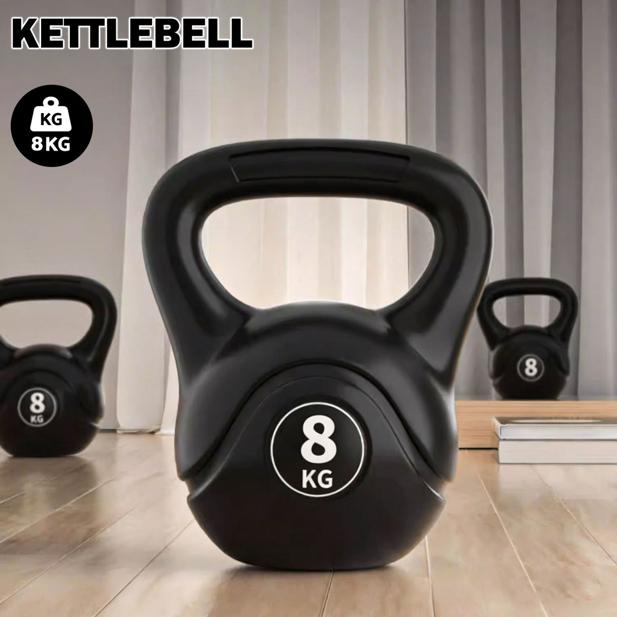 8KG Kettlebell Set Weight Lifting Bench Dumbbells Kettle Bell Kettlebells Gym Home