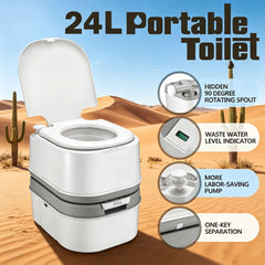 24L Outdoor Portable Camping Travel Toilet Flushable Potty Caravan Boating Mobile