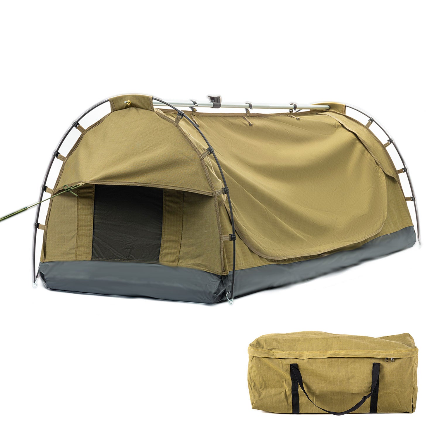 King Single Air Swag Camping Swags Dome Tent Free Standing Canvas Dome Hiking Deluxe