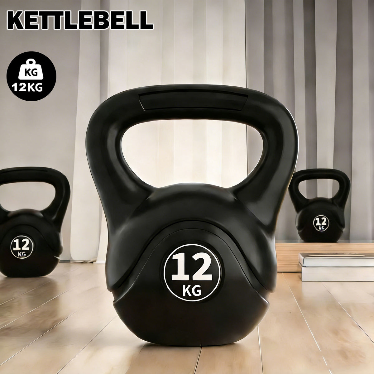 12KG Kettlebell Set Weight Lifting Bench Dumbbells Kettle Bell Kettlebells Gym Home