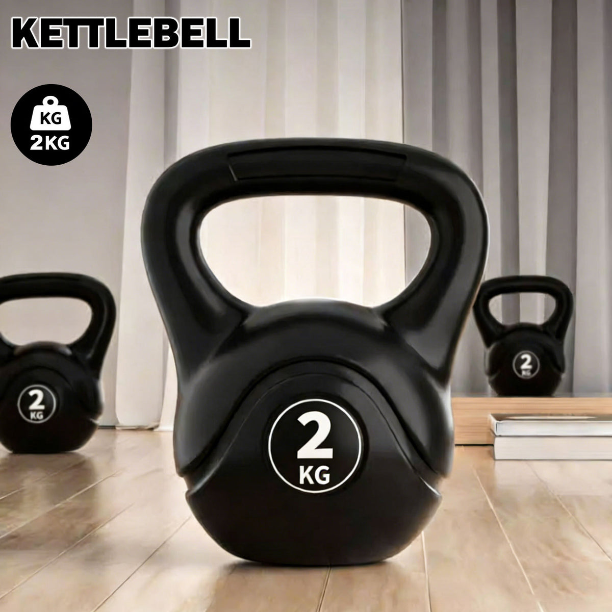 2KG Kettlebell Set Weight Lifting Bench Dumbbells Kettle Bell Kettlebells Gym Home