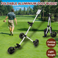 Foldable Aluminum Golf Club Buggy Trolley Cart Push Pull Footbrake Accessories