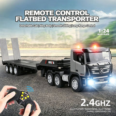 Huina 1:24 RC Tractor Semi Truck Flatbed Trailer 9CH Remote Control Toy Car Kid