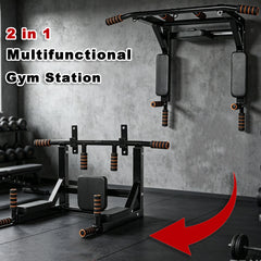 Multi Wall Mounted Adjustable Knee Raise Chin Pull Up Bar Dip Station Home Gym