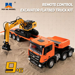 HUINA 1/18 Remote Control Semi Trailer Flated Truck Excavator Construction Kid RC Toy