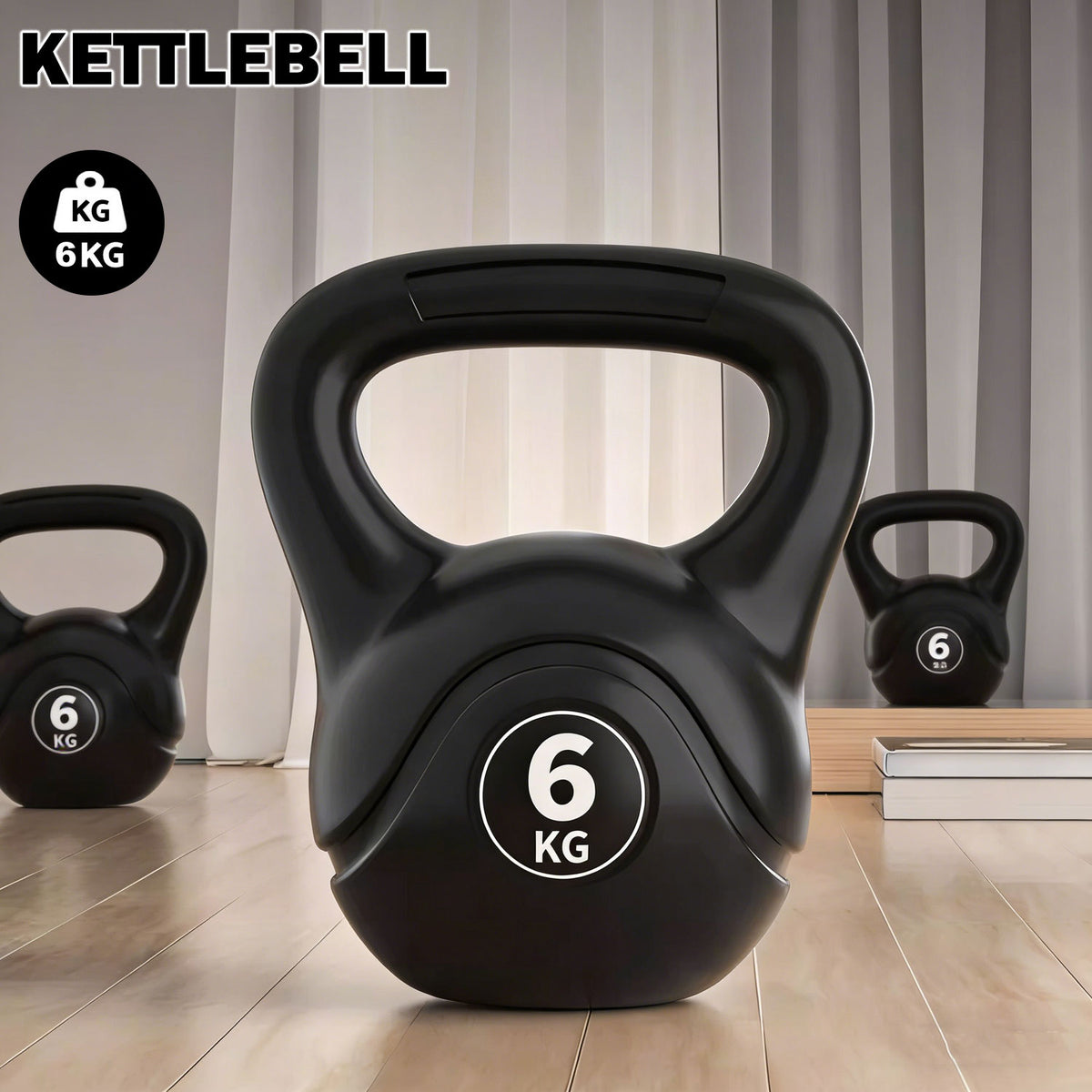 6KG Kettlebell Set Weight Lifting Bench Dumbbells Kettle Bell Kettlebells Gym Home