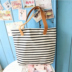 Personalised Classic Casual Nautical Striped Travel Daily Beach Tote Canvas Bag