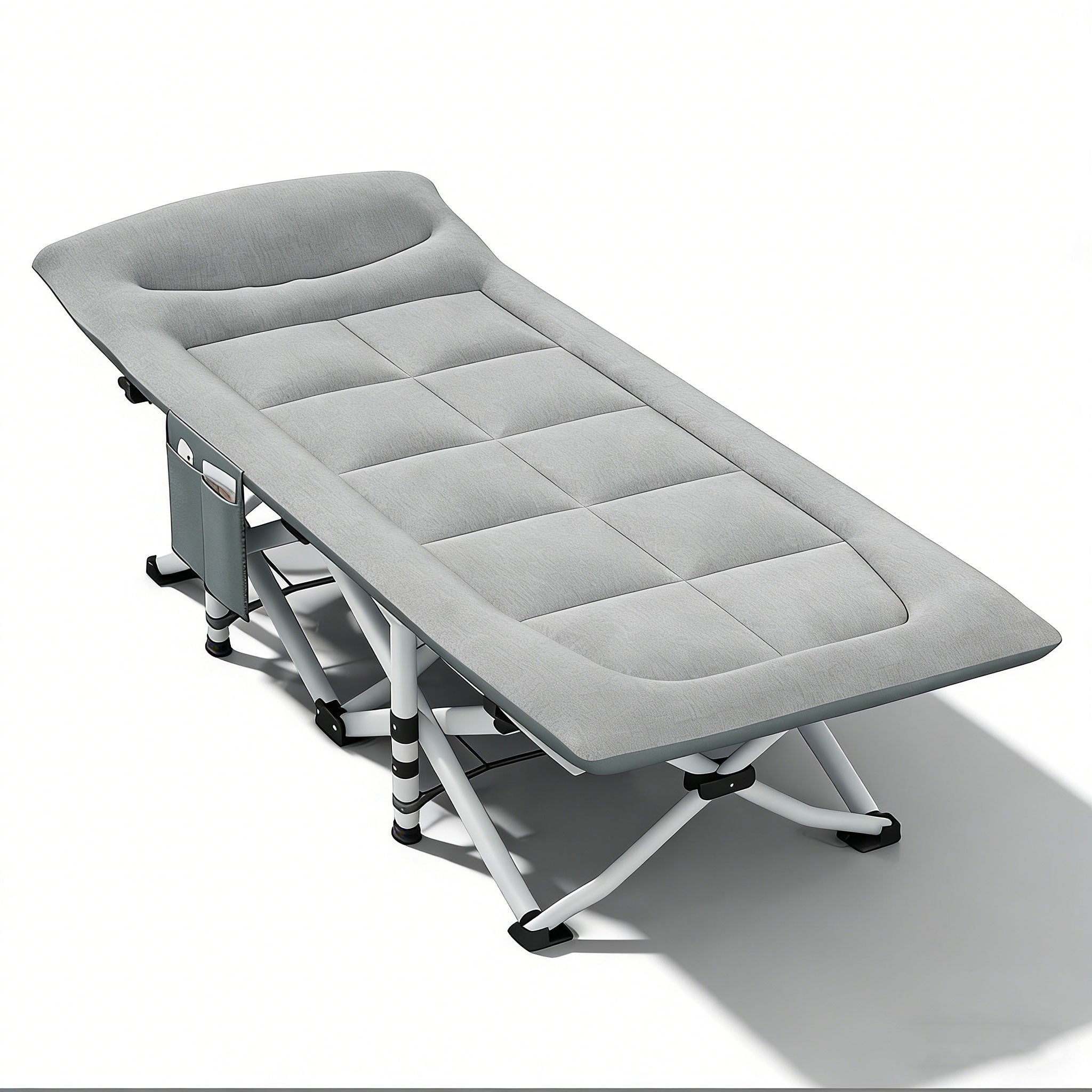 Folding Foldable Portable Camping Bed Recliner Chair Beach Outdoor Stretcher Grey