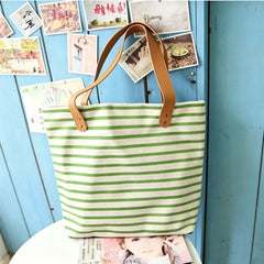Personalised Classic Casual Nautical Striped Travel Daily Beach Tote Canvas Bag