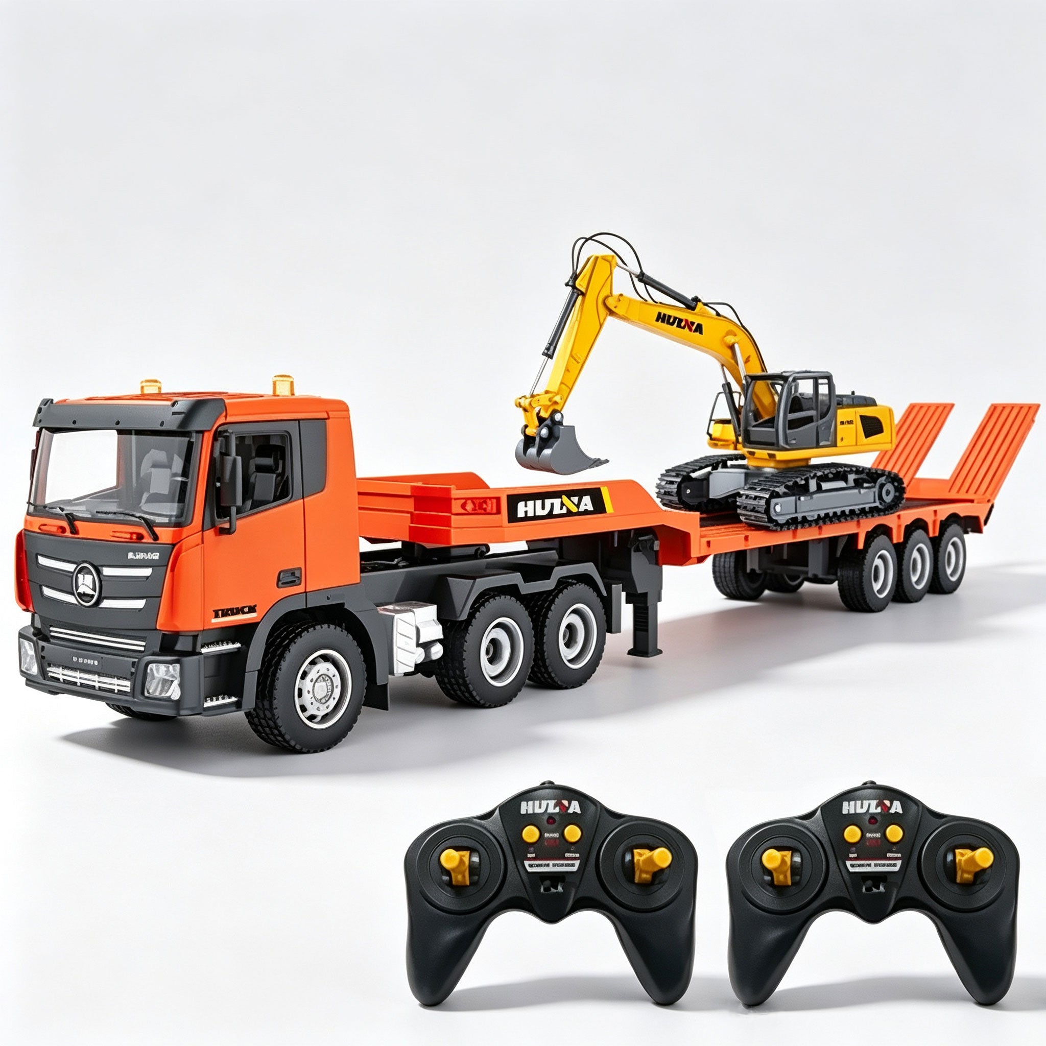 HUINA 1/18 Remote Control Semi Trailer Flated Truck Excavator Construction Kid RC Toy