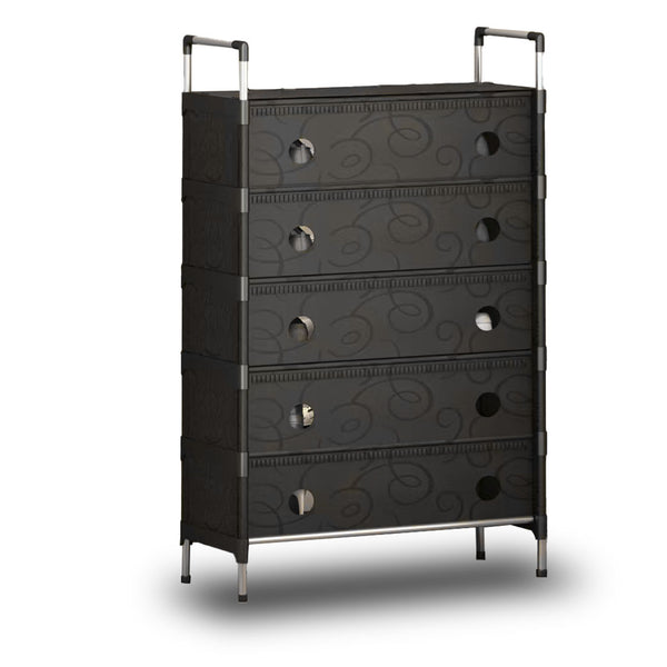 Portable Shoe Rack Stackable Cabinet Organiser Footwear Storage Dustproof Cover Wardrobe Black