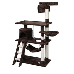 Cat Tree Scratching Post Scratcher Tower Toys Condo House Wood Furniture Bed Stand - dark brown
