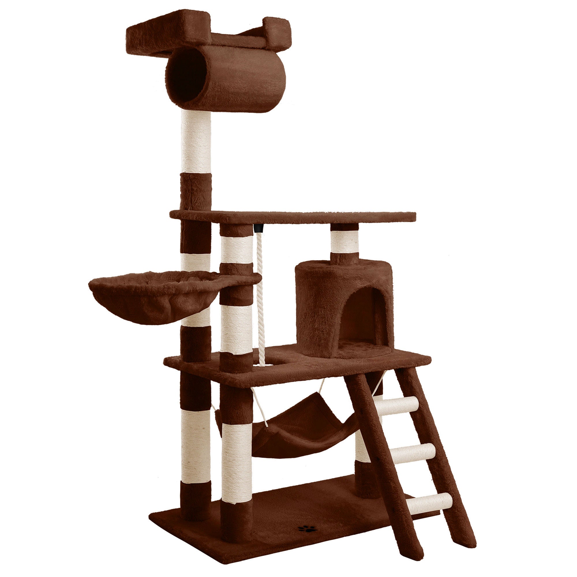 Cat Tree Scratching Post Scratcher Tower Toys Condo House Wood Furniture Bed Stand - brown