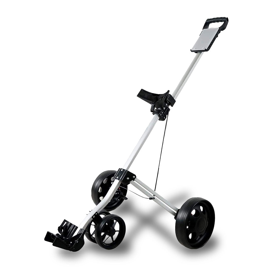 4 Wheels Foldable Aluminum Golf Club Buggy Trolley Cart Push Pull Footbrake Accessories