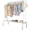 Heavy Duty Portable Double Rail Clothes Garment Hanging Rack Shoe Storage Shelf Organizer Hanger Dryer - white