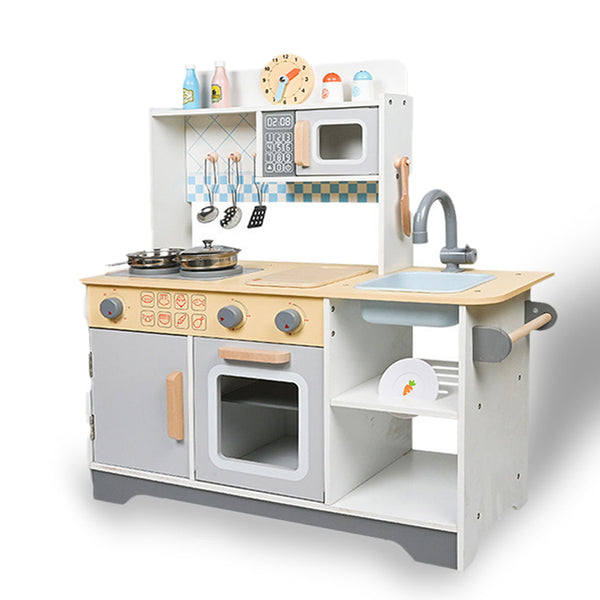 Kids Wooden Kitchen Pretend Play Set Toy Toddlers Children Cooking Food Cookware