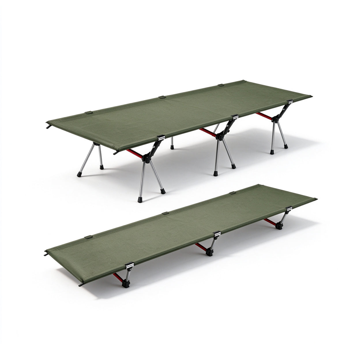 Height Adjustable Foldable Portable Outdoor Folding Camping Bed Stretcher Sleeping Cot Carry Bag Green