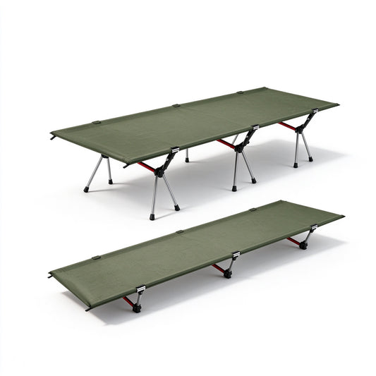 Height Adjustable Foldable Portable Outdoor Folding Camping Bed Stretcher Sleeping Cot Carry Bag Green