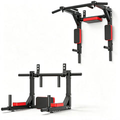 Multi Wall Mounted Adjustable Knee Raise Chin Pull Up Bar Dip Station Home Gym S