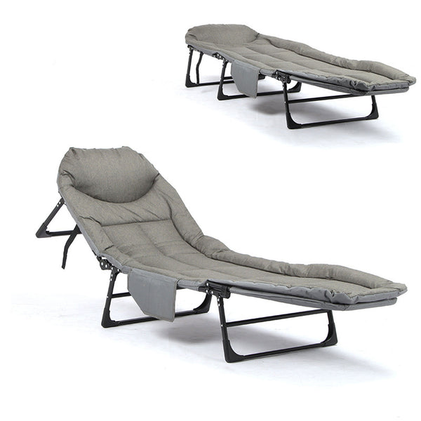 Folding Foldable Portable Camping Bed Recliner Chair Beach Outdoor Stretcher Grey