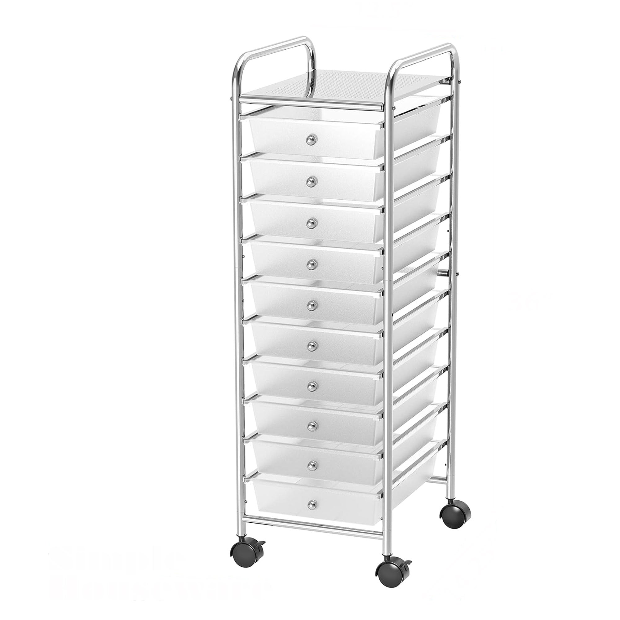 10 Drawers Rolling Storage Cart Paper Organiser Trolley w/ Wheels Home Office - white