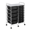 15 Drawers Rolling Storage Cart Paper Organiser Trolley w/ Wheels Home Office - black