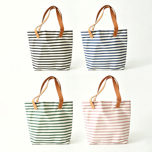 Personalised Classic Casual Nautical Striped Travel Daily Beach Tote Canvas Bag