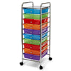 10 Drawers Rolling Storage Cart Paper Organiser Trolley w/ Wheels Home Office - multicolored