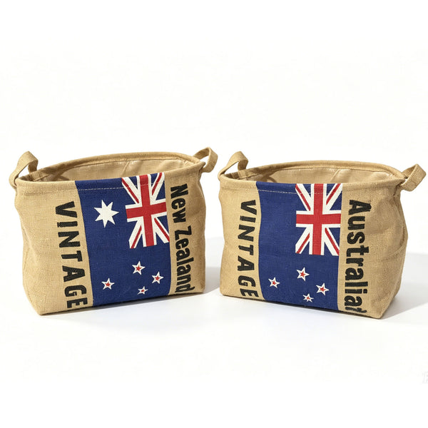 National Flags Linen Zakka Vintage Storage Toy Laundry Shopping Basket Fold Bin