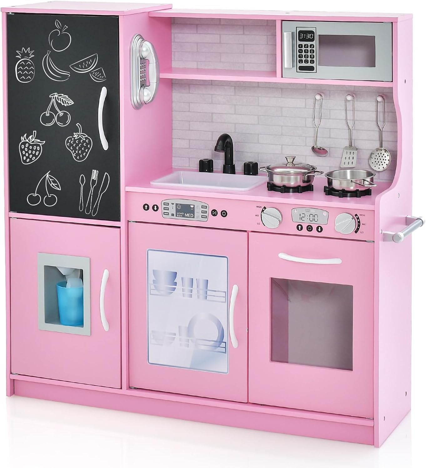 Wooden Kids Kitchen Toys Pretend Play Set Toddler Children Cooking