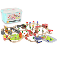 141pc Wooden Train Tracks Rail Children Pretend Play Set Toy Kids Toddler Thomas