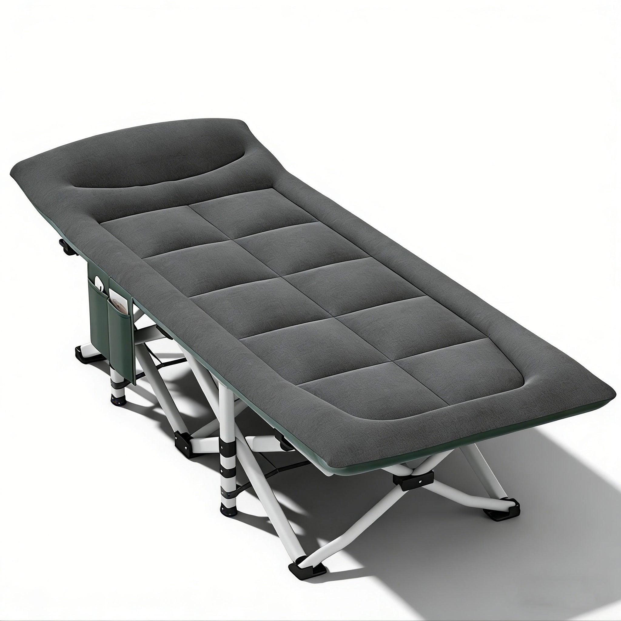 Folding Foldable Portable Camping Bed Recliner Chair Beach Outdoor Stretcher Black