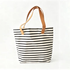 Personalised Classic Casual Nautical Striped Travel Daily Beach Tote Canvas Bag