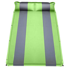 Double Self Inflating Mattress Sleeping Mat Air Bed Camping Camp Hiking Joinable Pillow - green