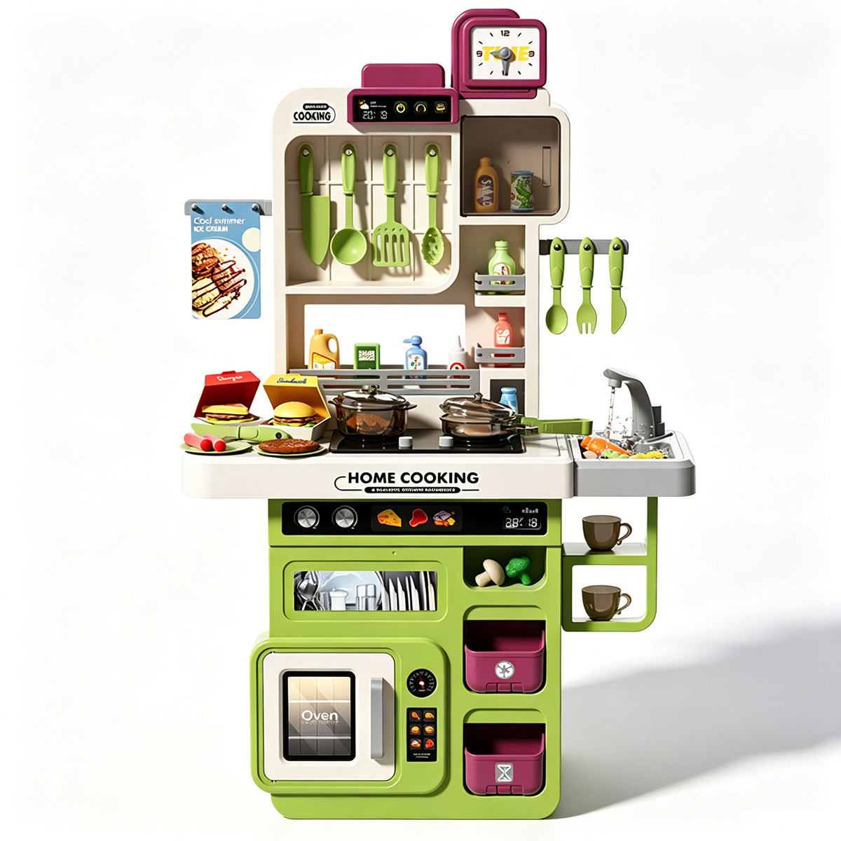 Kids Pretend Role Play Toy Kitchen Cooking Children Toddler Food Cookware Set