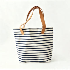 Personalised Classic Casual Nautical Striped Travel Daily Beach Tote Canvas Bag