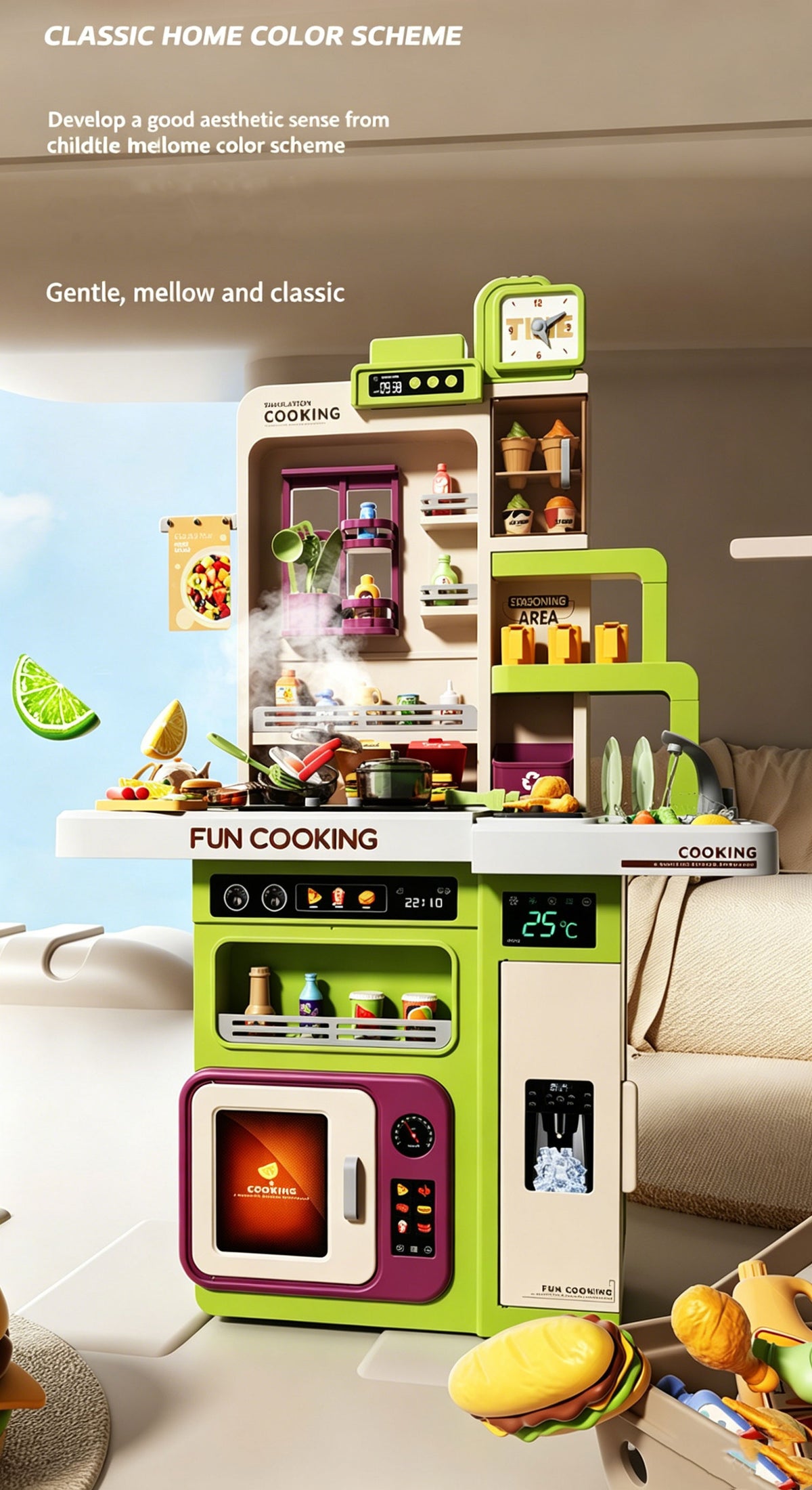Kids Pretend Role Play Toy Kitchen Cooking Children Toddler Food Cookware Set