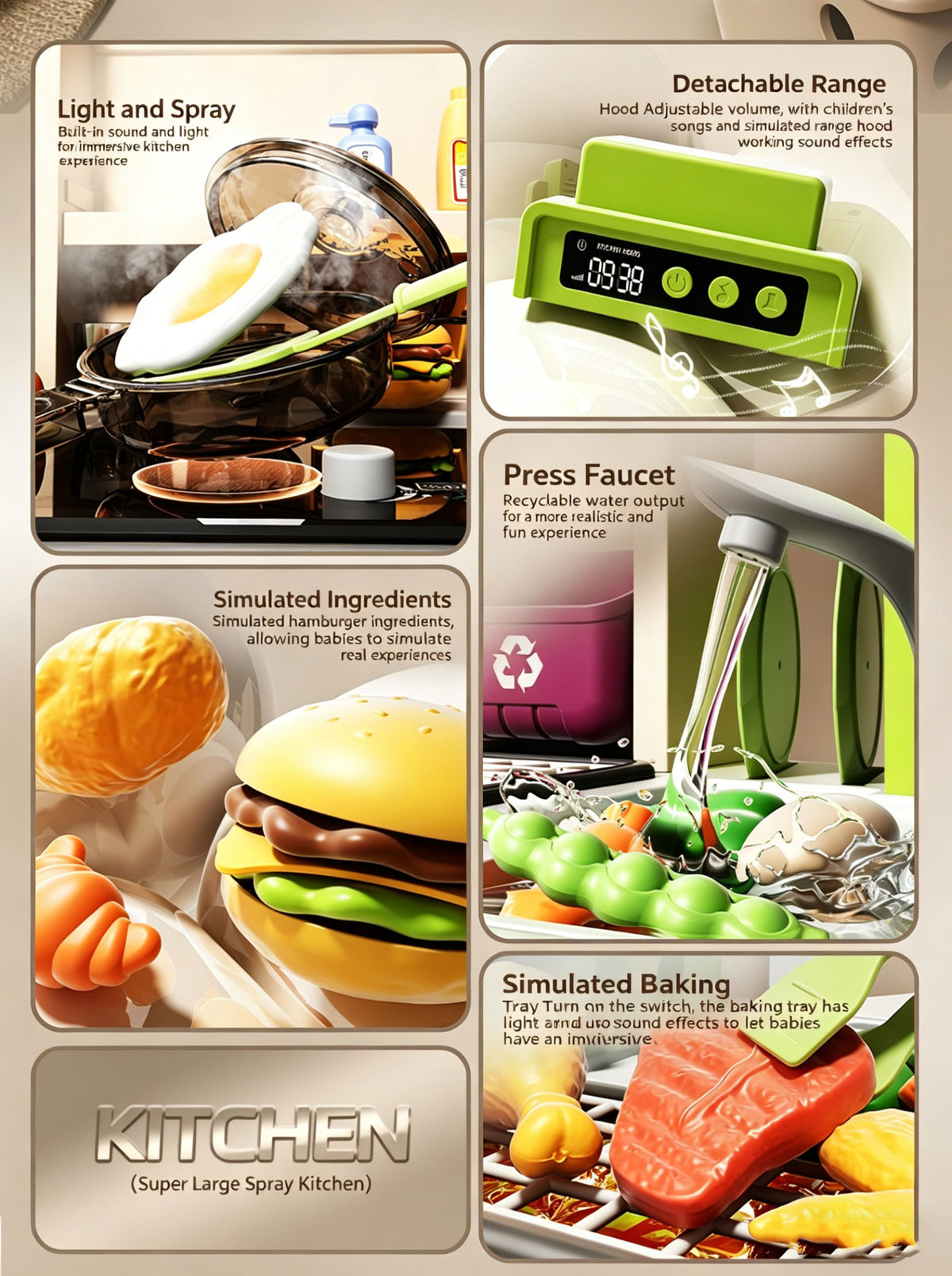 Kids Pretend Role Play Toy Kitchen Cooking Children Toddler Food Cookware Set