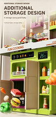 Kids Pretend Role Play Toy Kitchen Cooking Children Toddler Food Cookware Set Green