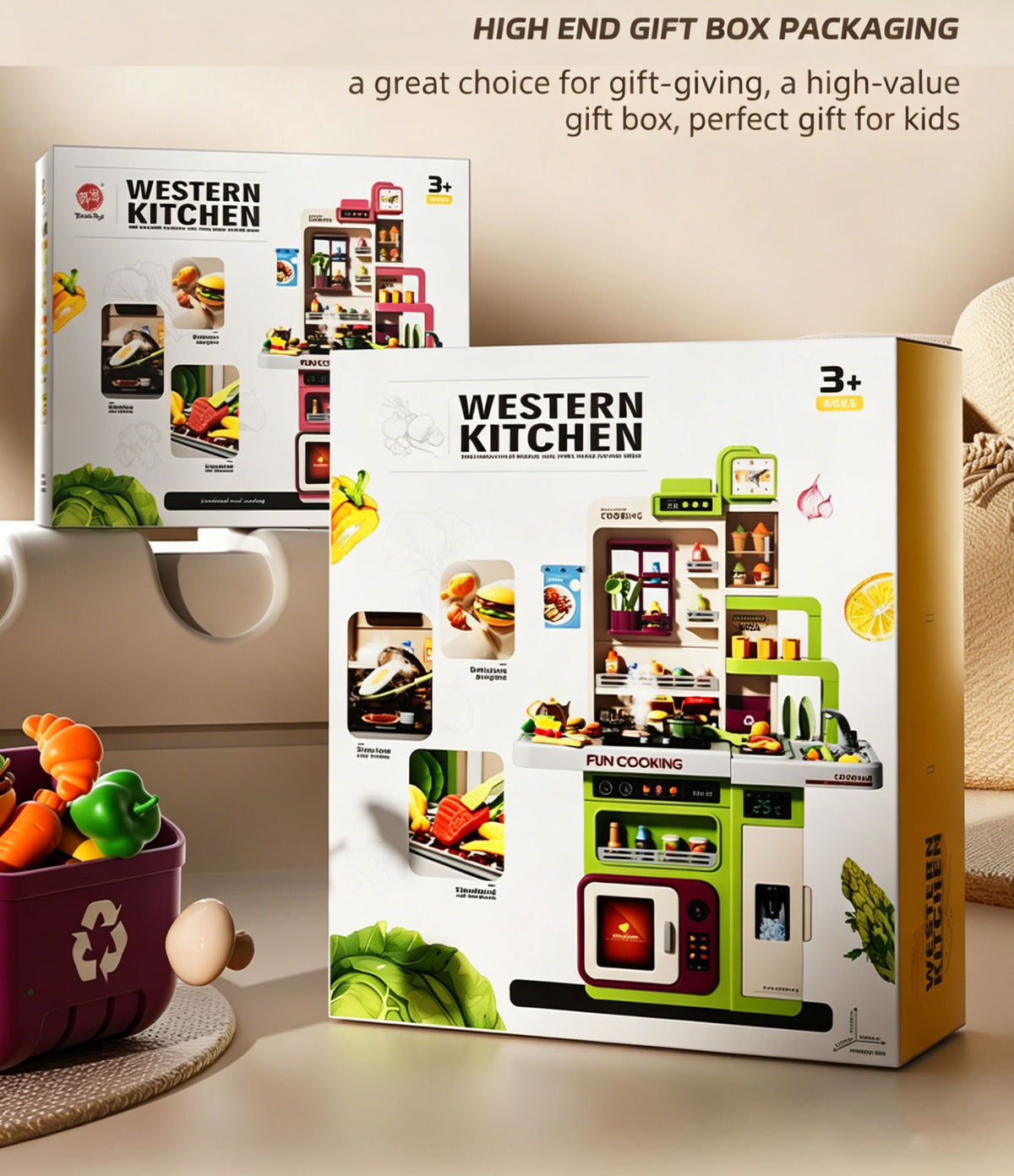 Kids Pretend Role Play Toy Kitchen Cooking Children Toddler Food Cookware Set