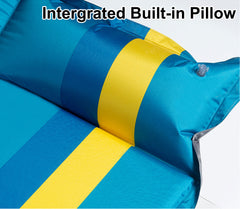 Self Inflating Mattress Sleeping Mat Air Bed Camping Camp Hiking Joinable Pillow - light blue