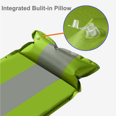 Self Inflating Mattress Sleeping Mat Air Bed Camping Camp Hiking Joinable Pillow - green