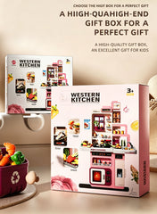 Kids Pretend Role Play Toy Kitchen Cooking Children Toddler Food Cookware Set Pink
