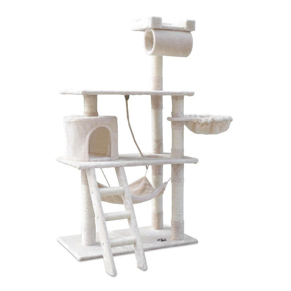 Cat Tree Scratching Post Scratcher Tower Toys Condo House Wood Furniture Bed Stand - beige