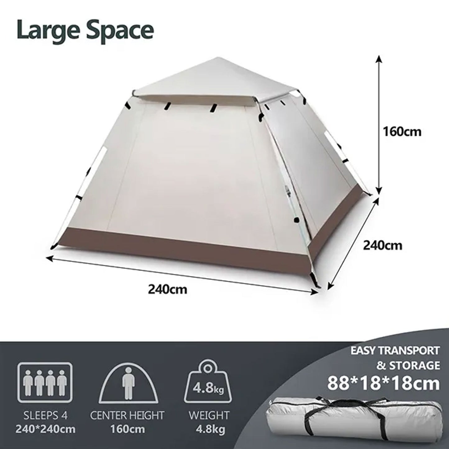 4 Person Portable Outdoor Camping Tent Instant Pop Up Beach Sun Shade Shelter