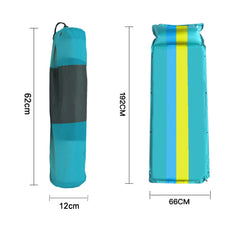 Double Self Inflating Mattress Sleeping Mat Air Bed Camping Camp Hiking Joinable Pillow - light blue